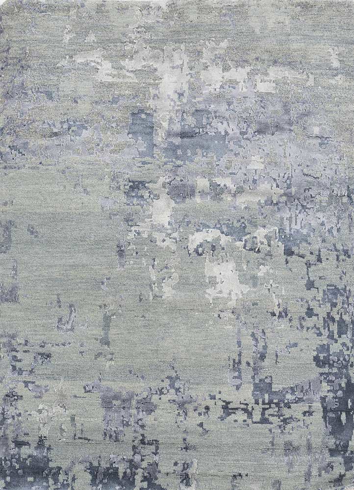  blue wool and bamboo silk Hand Knotted Rug